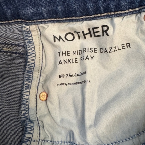 MOTHER The Mid Rise Dazzler Ankle Fray Denim Jeans We The Animals Wash Size 27 - Picture 12 of 14